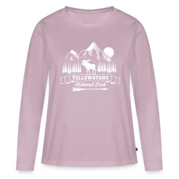 Yellowstone Nationalpark-Kleidungs-Kleid - Frauen Premium Bio Langarmshirt - Altrosa - Vorne - Julia (174cm)