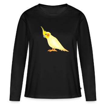Cockatiel jaune réaliste avec des joues rouges - T-shirt manches longues Premium bio Femme - noir - Devant - Julia (174cm)