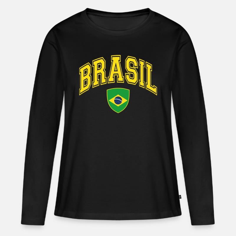 Brasilien - Frauen Premium Bio Langarmshirt - Schwarz