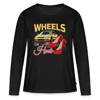 Gender Reveal Party Enceinte Wheels Or talons - T-shirt manches longues Premium bio Femme - noir - Devant - Julia (174cm)