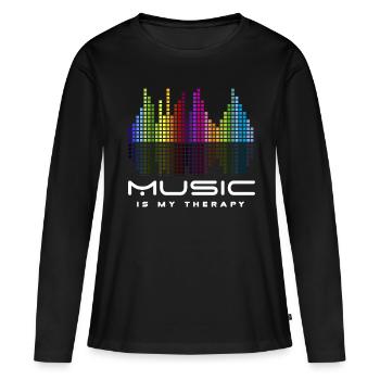 DJ Techno Thérapie musique equalizer edm parti - T-shirt manches longues Premium bio Femme - noir - Devant - Julia (174cm)