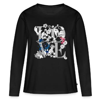 LOVE FLOWERS - Frauen Premium Bio Langarmshirt - Schwarz - Vorne - Julia (174cm)