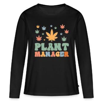 Cannabis Marijuana Weed Fumer - T-shirt manches longues Premium bio Femme - noir - Devant - Julia (174cm)