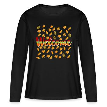 Automne - T-shirt manches longues Premium bio Femme - noir - Devant - Julia (174cm)