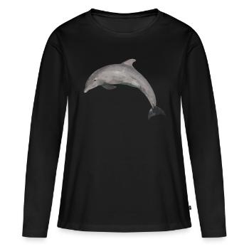 Dauphin - T-shirt manches longues Premium bio Femme - noir - Devant - Julia (174cm)