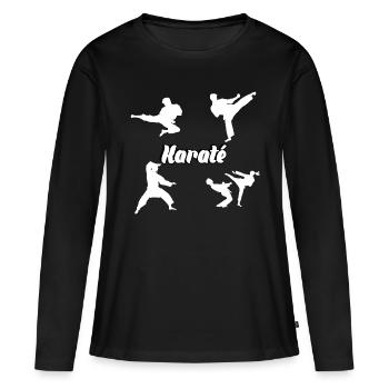 Karaté - T-shirt manches longues Premium bio Femme - noir - Devant - Julia (174cm)