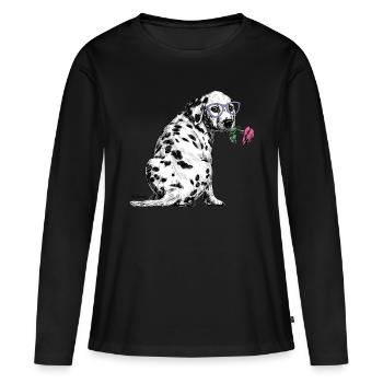 PD Moreno Dalmatien avec des lunettes - T-shirt manches longues Premium bio Femme - noir - Devant - Julia (174cm)