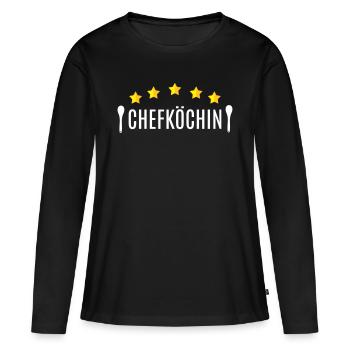 Chefköchin Beste Köchin Sterneköchin Mama Oma Küch - Frauen Premium Bio Langarmshirt - Schwarz - Vorne - Julia (174cm)
