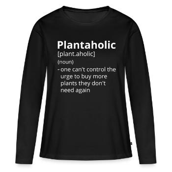 Plantaholic Definition Description - T-shirt manches longues Premium bio Femme - noir - Devant - Julia (174cm)