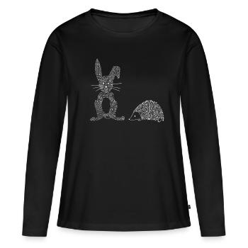 Lapin & Hérisson - T-shirt manches longues Premium bio Femme - noir - Devant - Julia (174cm)