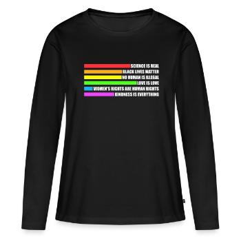 Science is Real Rainbow Flag LGBT CSD Gay Pride - Women's Premium Organic Long Sleeve Shirt - black - Front - Julia (174cm)