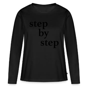 Schritt für Schritt - Frauen Premium Bio Langarmshirt - Schwarz - Vorne - Julia (174cm)