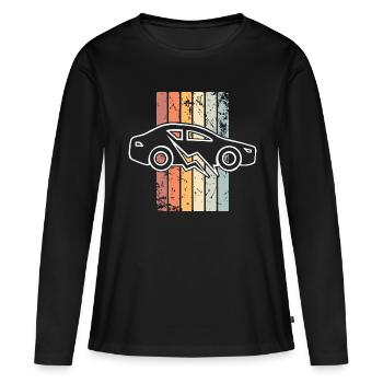 E-Auto Elektroauto - Frauen Premium Bio Langarmshirt - Schwarz - Vorne - Julia (174cm)