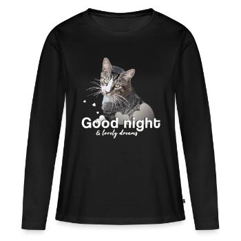 Chemise de sommeil bonne nuit bonne nuit - T-shirt manches longues Premium bio Femme - noir - Devant - Julia (174cm)
