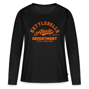 Kettlebell Athletic Department Geschenk Shirt - Frauen Premium Bio Langarmshirt - Schwarz - Vorne - Julia (174cm)