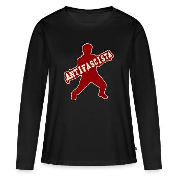 ANTIFASCISTA ANTIFASCISTE ANTIFASCISTE ANTIFASCISTA - T-shirt manches longues Premium bio Femme - noir - Devant - Julia (174cm)
