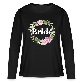 Bride Flowers idée Enterrement de vie de garçon Mariée - T-shirt manches longues Premium bio Femme - noir - Devant - Julia (174cm)