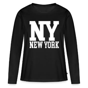 New York NY - T-shirt manches longues Premium bio Femme - noir - Devant - Julia (174cm)