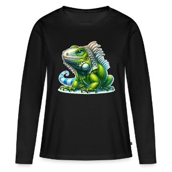 Iguane - T-shirt manches longues Premium bio Femme - noir - Devant - Julia (174cm)