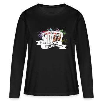Poker Cartes les plus hautes cartes Jeu de poker - T-shirt manches longues Premium bio Femme - noir - Devant - Julia (174cm)