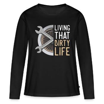 Aviation 3000000000000000 - T-shirt manches longues Premium bio Femme - noir - Devant - Julia (174cm)