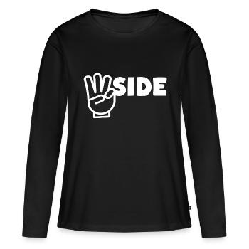 Signe du doigt Westside W - T-shirt manches longues Premium bio Femme - noir - Devant - Julia (174cm)