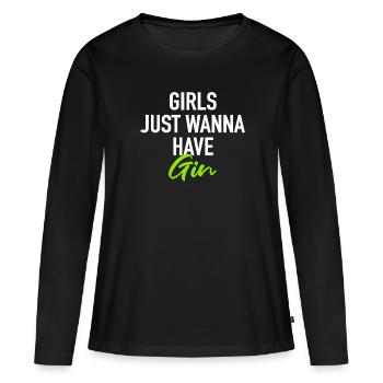 Les filles veulent juste avoir du Gin - T-shirt manches longues Premium bio Femme - noir - Devant - Julia (174cm)