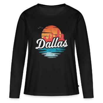 Dallas - Frauen Premium Bio Langarmshirt - Schwarz - Vorne - Julia (174cm)