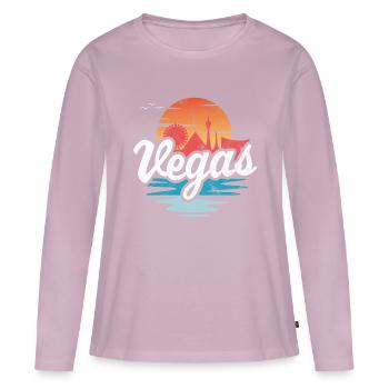 Vegas - T-shirt manches longues Premium bio Femme - rose poudré - Devant - Julia (174cm)