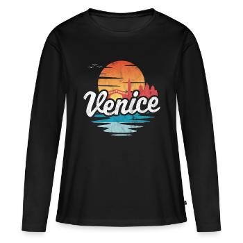 Venise - T-shirt manches longues Premium bio Femme - noir - Devant - Julia (174cm)
