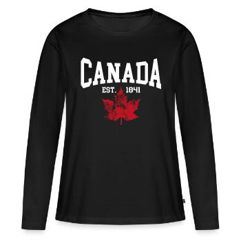 Canada - T-shirt manches longues Premium bio Femme - noir - Devant - Julia (174cm)
