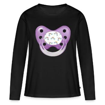 Masque sucette - T-shirt manches longues Premium bio Femme - noir - Devant - Julia (174cm)