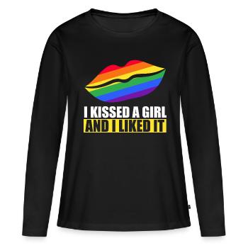 LGBTQ Lesbiennes Lesbianisme Égalité - T-shirt manches longues Premium bio Femme - noir - Devant - Julia (174cm)