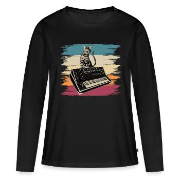 Modular Synthesizer Electronic Music Analog Cat - Women's Premium Organic Long Sleeve Shirt - black - Front - Julia (174cm)