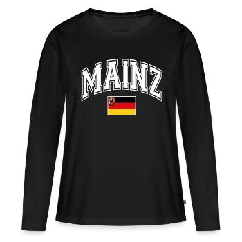 Mayence - T-shirt manches longues Premium bio Femme - noir - Devant - Julia (174cm)