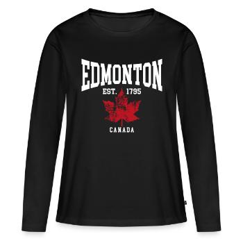 Edmonton - T-shirt manches longues Premium bio Femme - noir - Devant - Julia (174cm)
