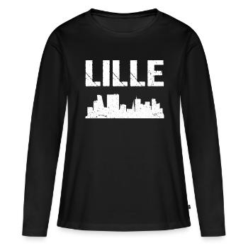 Lille Skyline France Ville de Lille - T-shirt manches longues Premium bio Femme - noir - Devant - Julia (174cm)