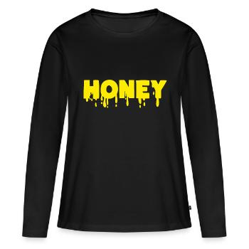 Miel - T-shirt manches longues Premium bio Femme - noir - Devant - Julia (174cm)