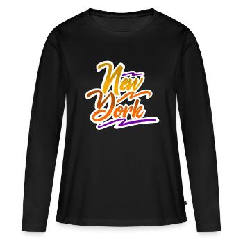New York - T-shirt manches longues Premium bio Femme - noir - Devant - Julia (174cm)