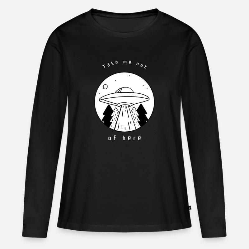 Ufo Alien Fantasy Geschenk Geschenkidee - Frauen Premium Bio Langarmshirt - Schwarz