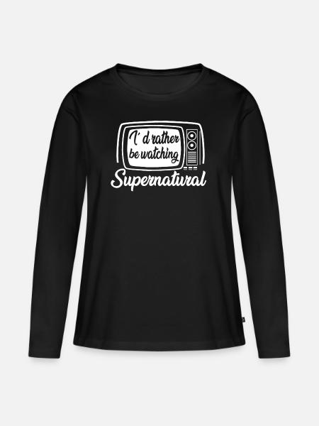 WATCHING SUPERNATURAL, GESCHENK - Frauen Premium Bio Langarmshirt - Schwarz