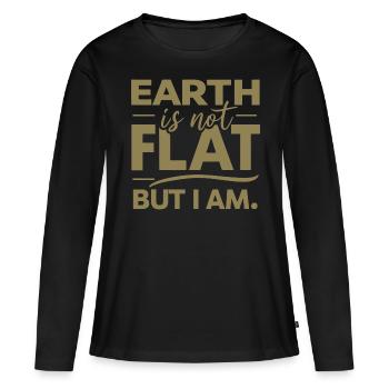 Satire Terre plate Blagues ironiques - T-shirt manches longues Premium bio Femme - noir - Devant - Julia (174cm)