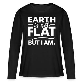 Satire Terre plate Blagues ironiques - T-shirt manches longues Premium bio Femme - noir - Devant - Julia (174cm)