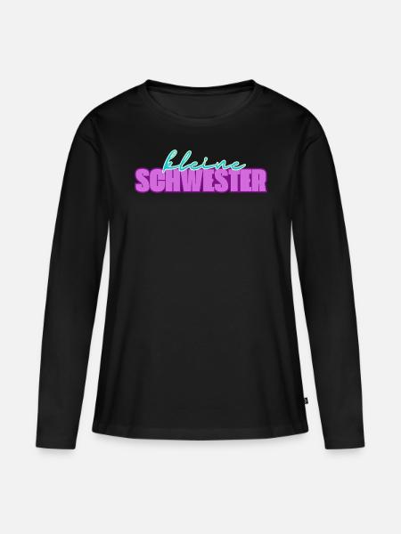 Kleine Schwester - Frauen Premium Bio Langarmshirt - Schwarz