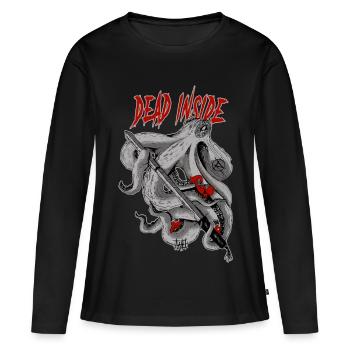 Tentacules d’horreur avec cœur et écriture démoniaque - T-shirt manches longues Premium bio Femme - noir - Devant - Julia (174cm)