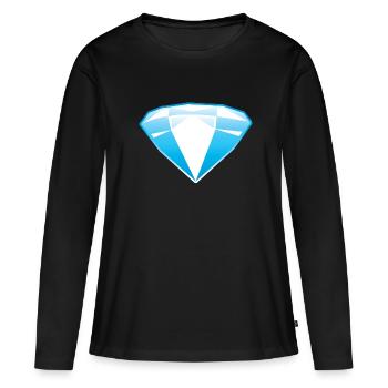 Diamant bijou bleu - T-shirt manches longues Premium bio Femme - noir - Devant - Julia (174cm)