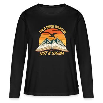 Ver de bibliothèque Drôle de sort pour un fantasy - T-shirt manches longues Premium bio Femme - noir - Devant - Julia (174cm)