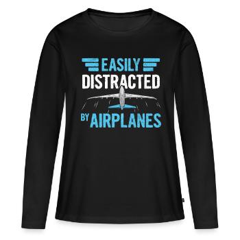 Aviation 3000000000000000 - T-shirt manches longues Premium bio Femme - noir - Devant - Julia (174cm)