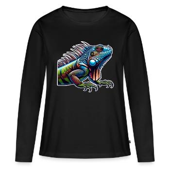 Iguane - T-shirt manches longues Premium bio Femme - noir - Devant - Julia (174cm)