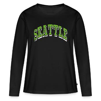 Seattle - T-shirt manches longues Premium bio Femme - noir - Devant - Julia (174cm)